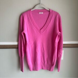 J.Crew Pink 100% Cashmere V Neck Oversized Sweater 29660